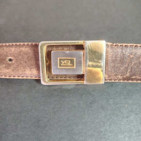 VINTAGE Yves Saint Laurent YSL Belt 42.5" 1" Black Leather Reversible Buckle - Picture 11 of 15